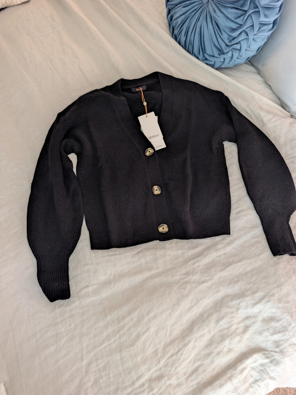 NWT Quince Baby Alpaca Wool Cropped V-Neck Cardigan Sweater Black S